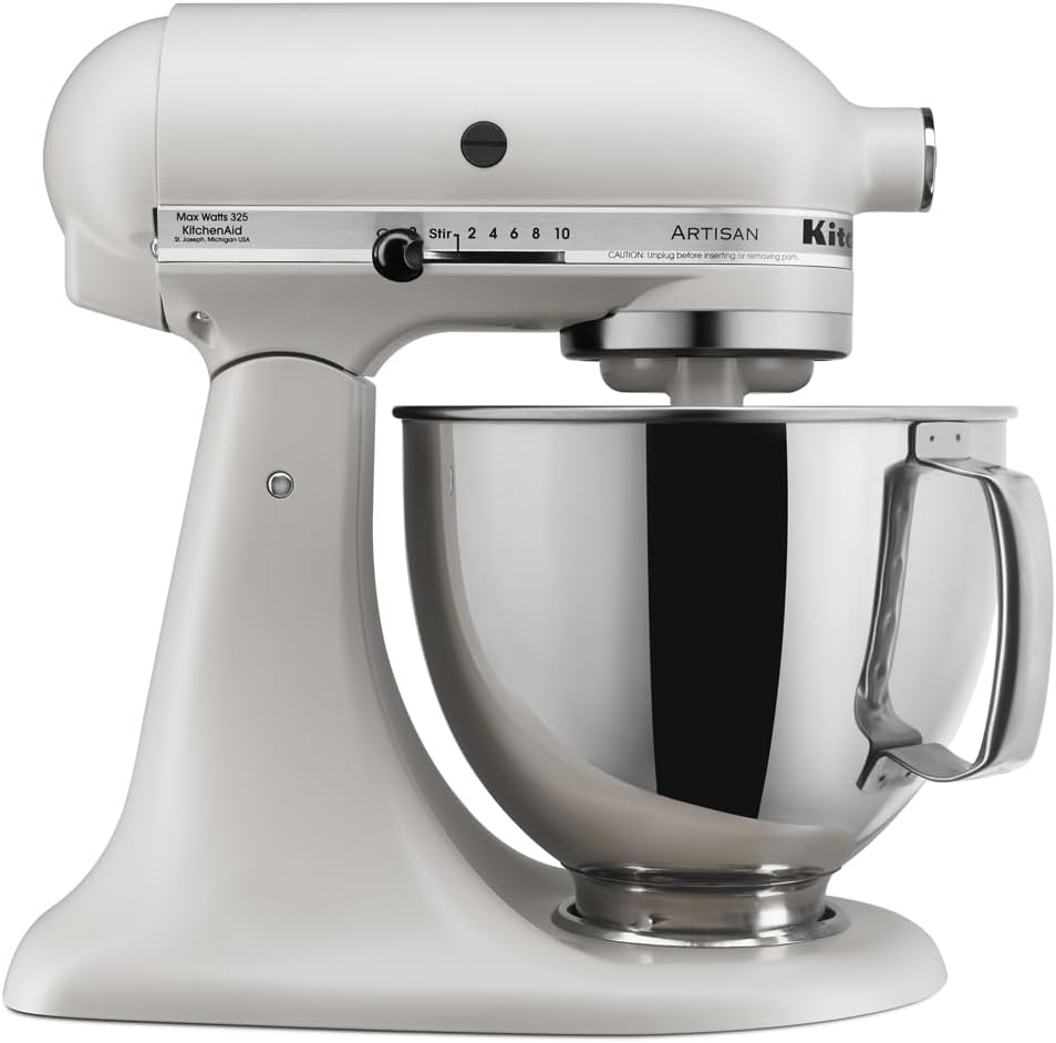5-Qt Artisan Tilt-Head Stand Mixer with Pouring Shield & 3 Essential Attachments - Includes Dough Hook, Flat Beater, Wire Whip | KSM150PSER Heavy-Duty Kitchen Machine for Baking, Dough Kneading
