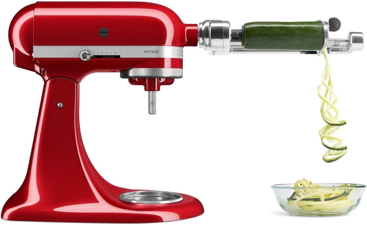 Fruit and Vegetable Spiralizer Attachment Stand Mixer. Polished Aluminum