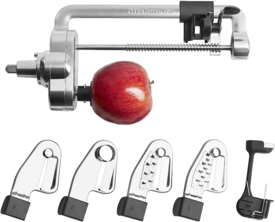 Fruit and Vegetable Spiralizer Attachment Stand Mixer. Polished Aluminum