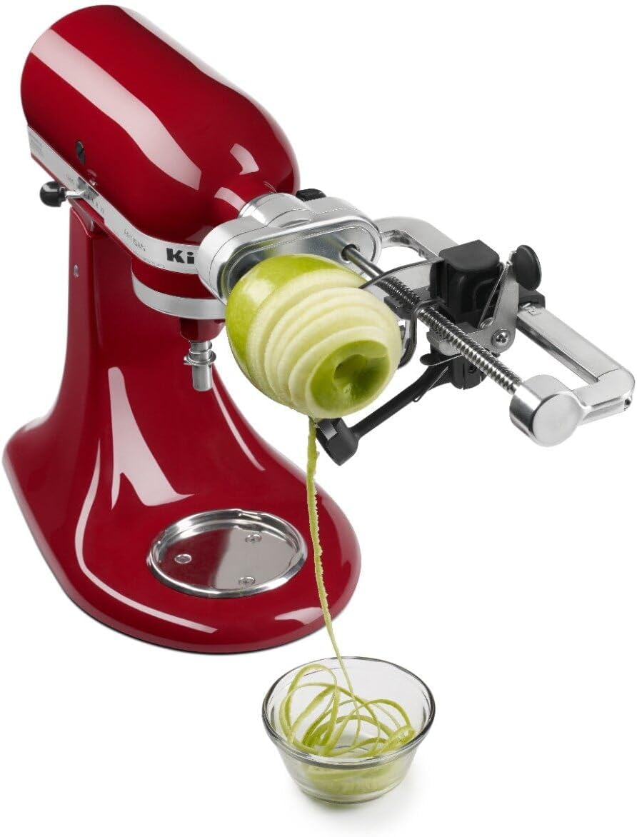 Fruit and Vegetable Spiralizer Attachment Stand Mixer. Polished Aluminum