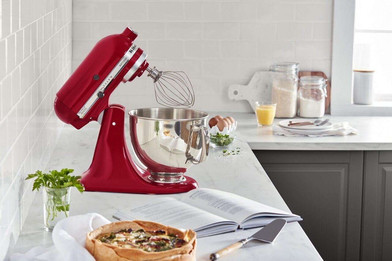 5-Qt Artisan Tilt-Head Stand Mixer with Pouring Shield & 3 Essential Attachments - Includes Dough Hook, Flat Beater, Wire Whip | KSM150PSER Heavy-Duty Kitchen Machine for Baking, Dough Kneading