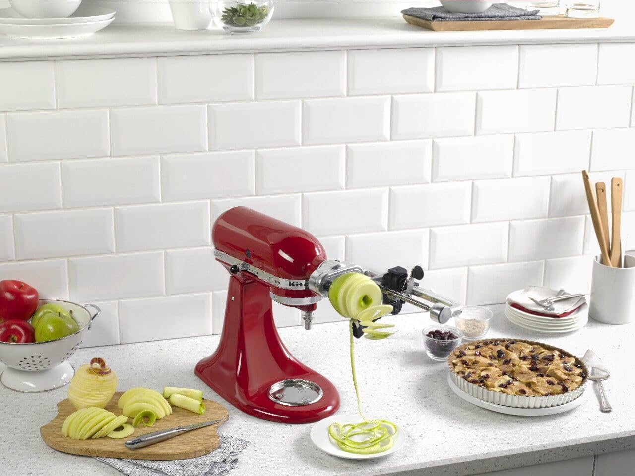 Fruit and Vegetable Spiralizer Attachment Stand Mixer. Polished Aluminum