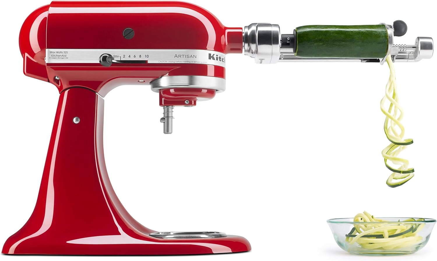 Fruit and Vegetable Spiralizer Attachment Stand Mixer. Polished Aluminum