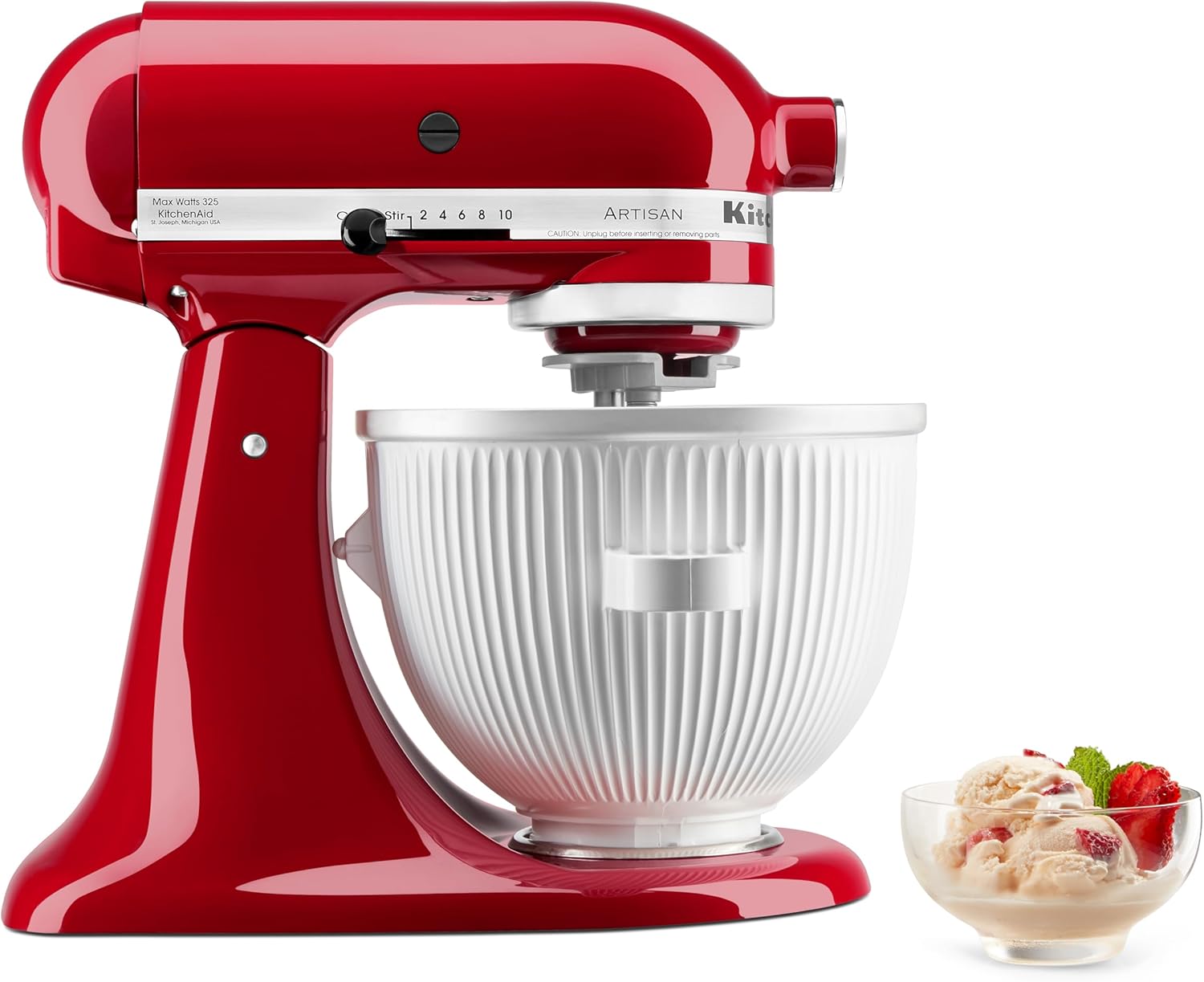 Ice Cream Maker Attachment Stand Mixer. 2 Quart. White