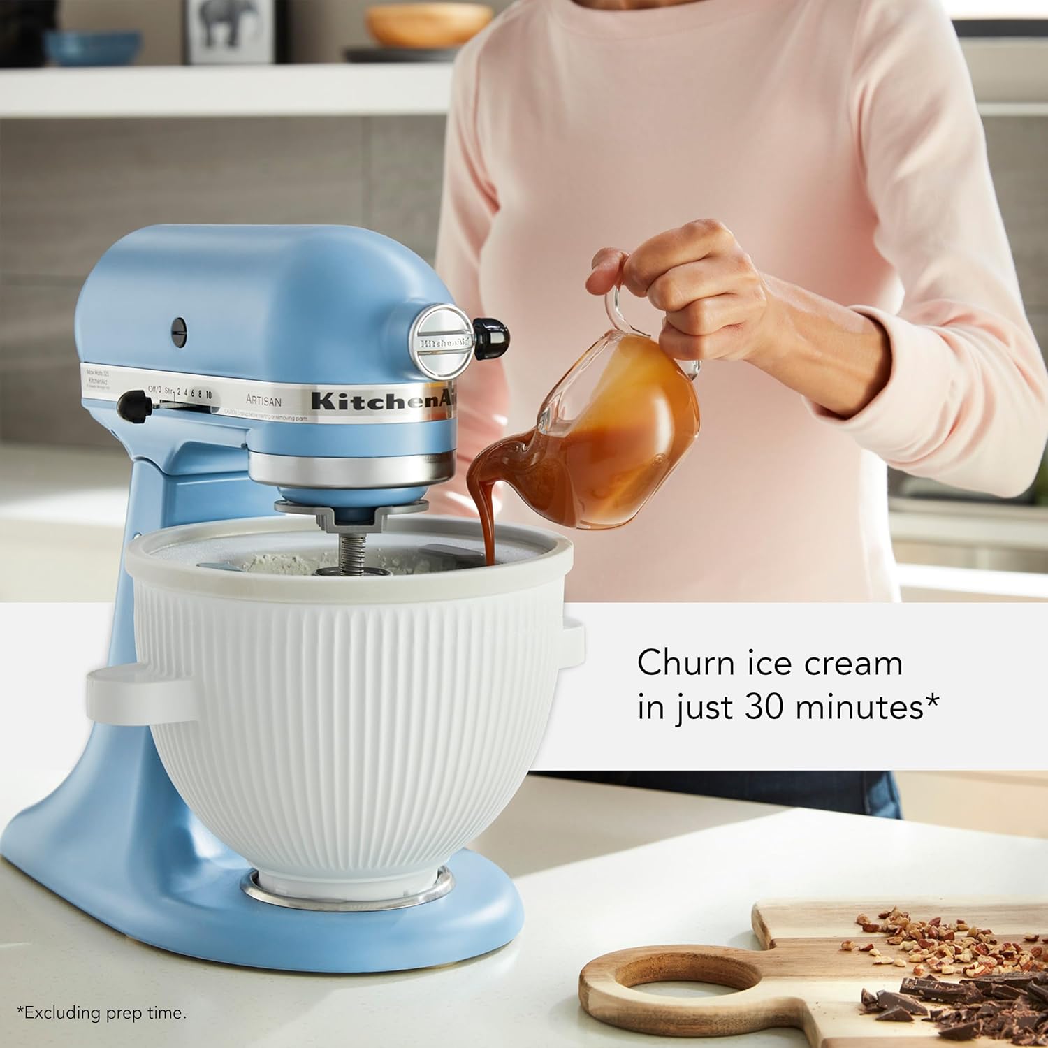 Ice Cream Maker Attachment Stand Mixer. 2 Quart. White