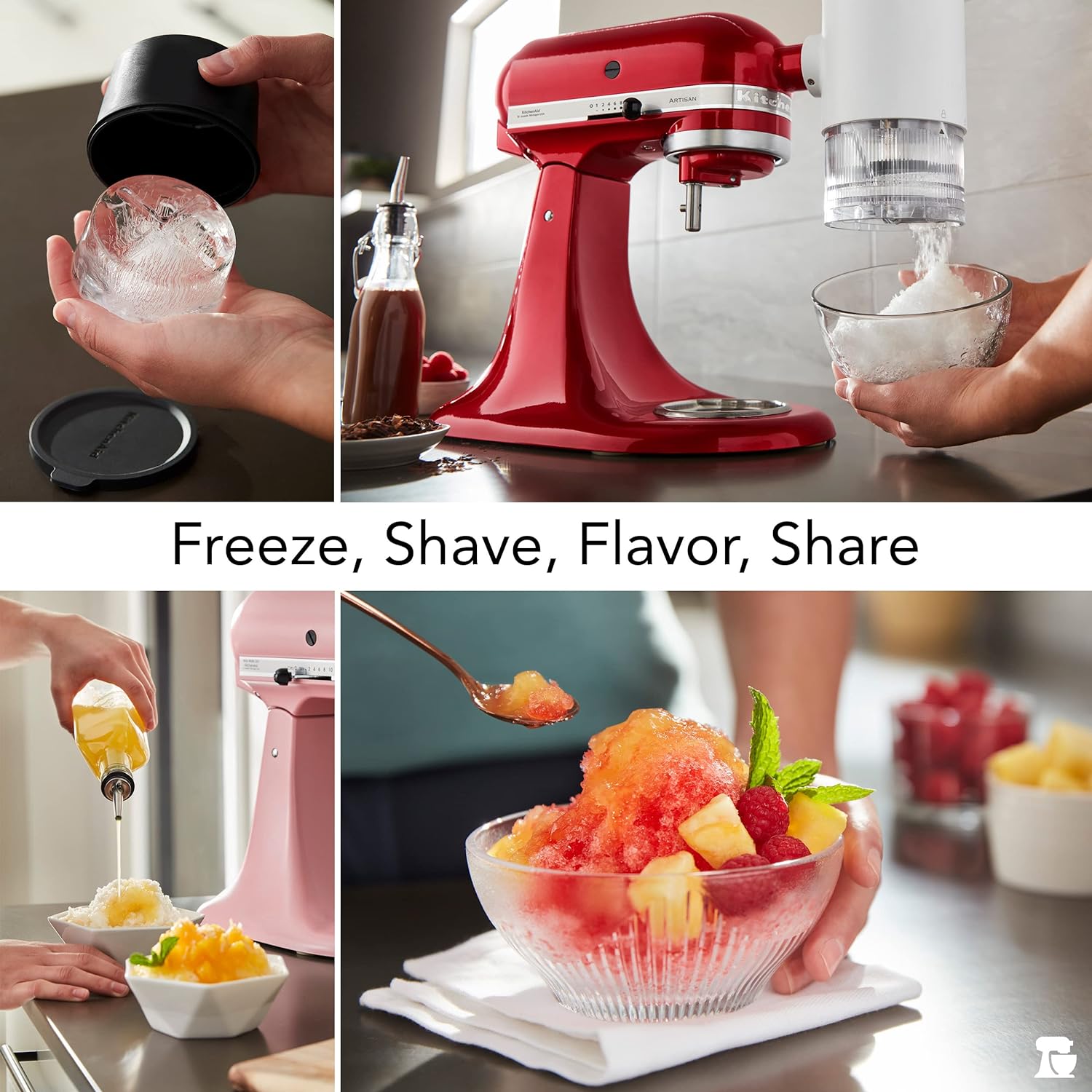 Shave Ice Attachment. KSMSIA. White. 4 Molds