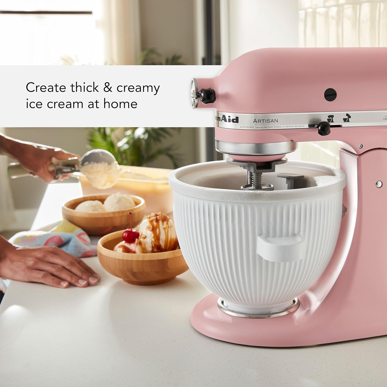 Ice Cream Maker Attachment Stand Mixer. 2 Quart. White
